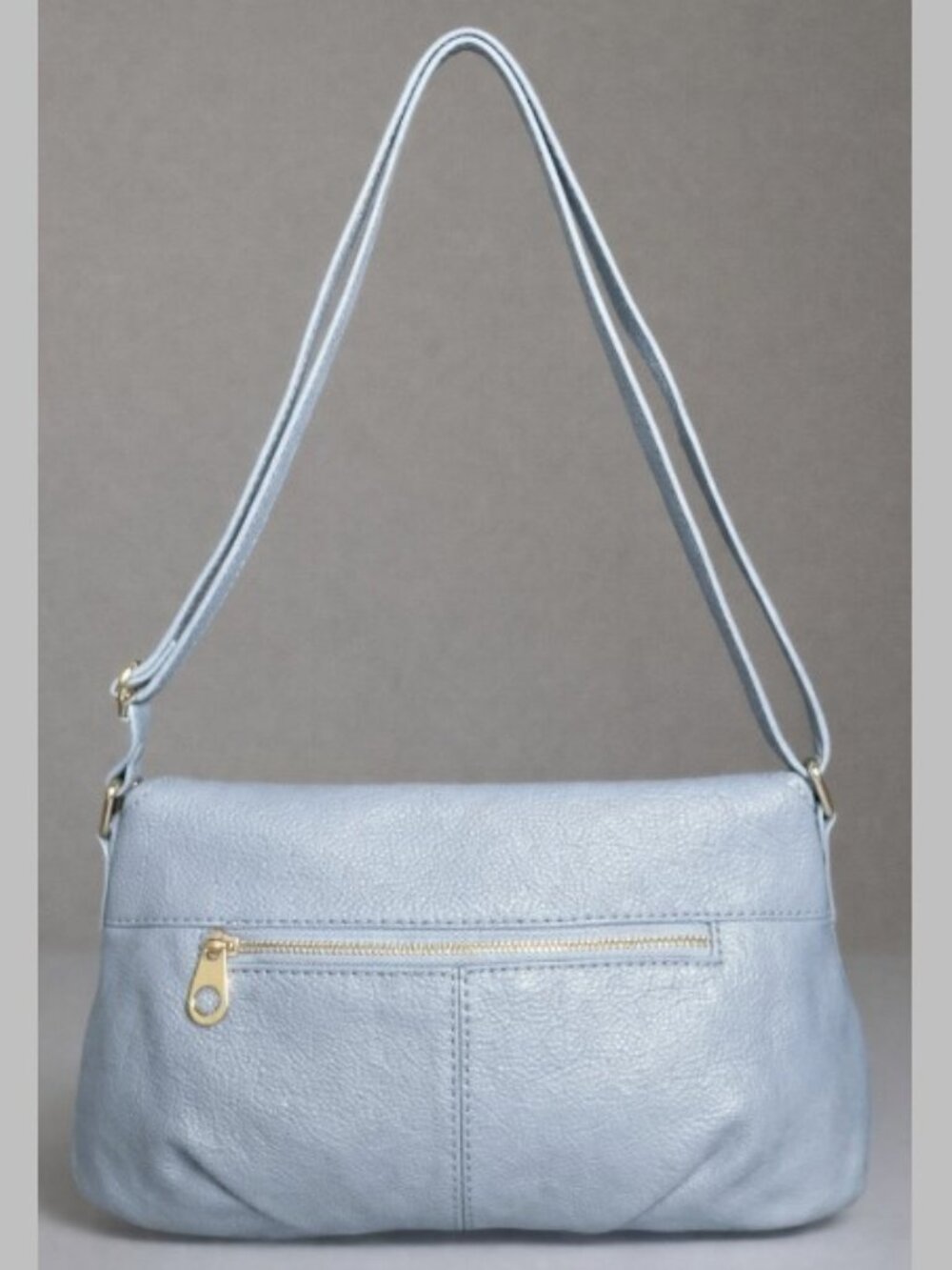 Light Blue Faux Leather Crossbody Shoulder Bag Gold Lock Flap Purse Unbranded - Picture 2 of 14